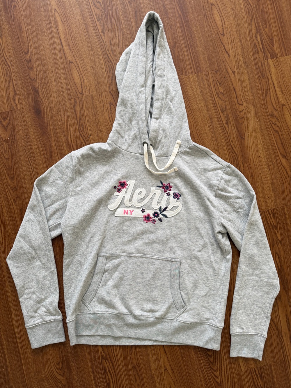 Aeropostale Light Gray Hoodie with White Drawstrings